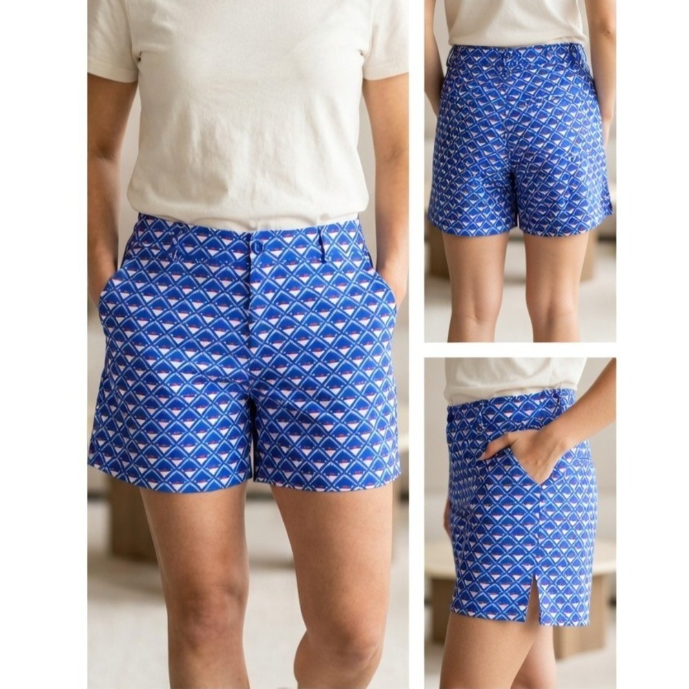 PGA Tour Golf Shorts Size 14 Womens Princess Blue Pink Geometric Activewear